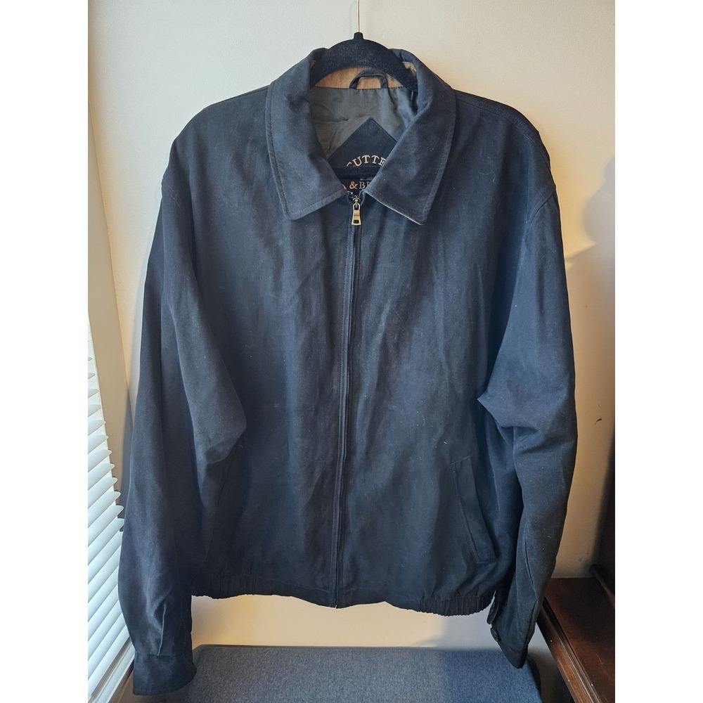 Cutter & Buck Full Zip‎ Faux Suede Jacket XL Black Softshell Outdoor Casual
